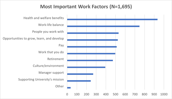 Most Important Work Factors bar chart