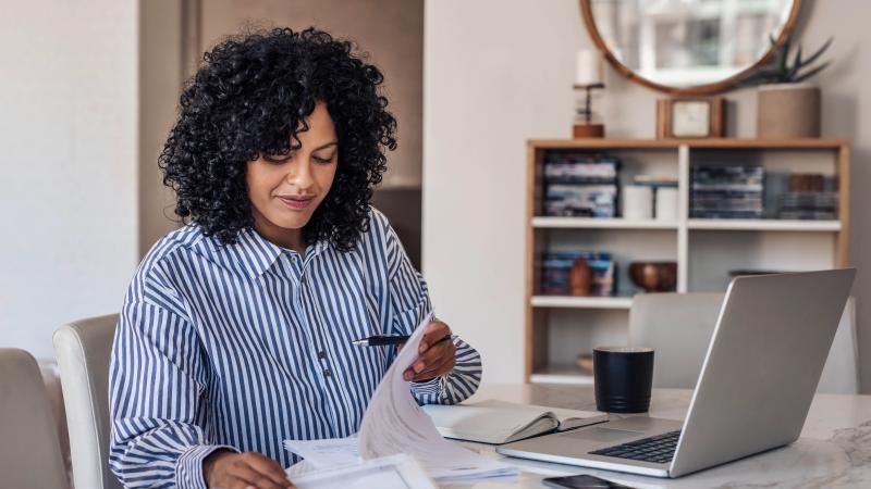 Woman Working on a computer