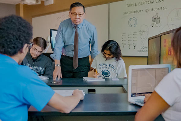 Penn State Lehigh Valley faculty member teaching in a classroom